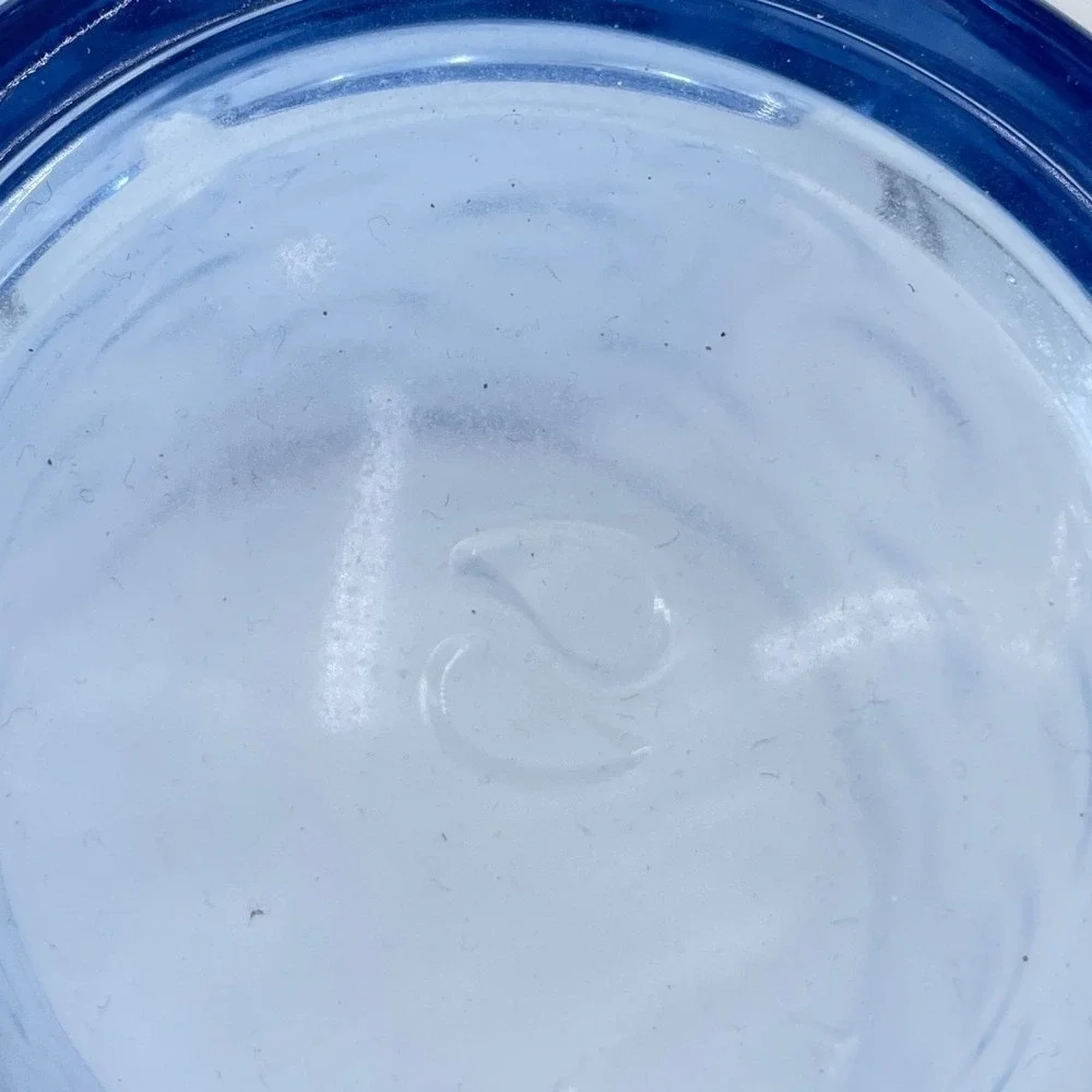Pasabahce Cirque Blue Bubble Circle Ring Glasses Set of 6 Rocks Tumblers 4in